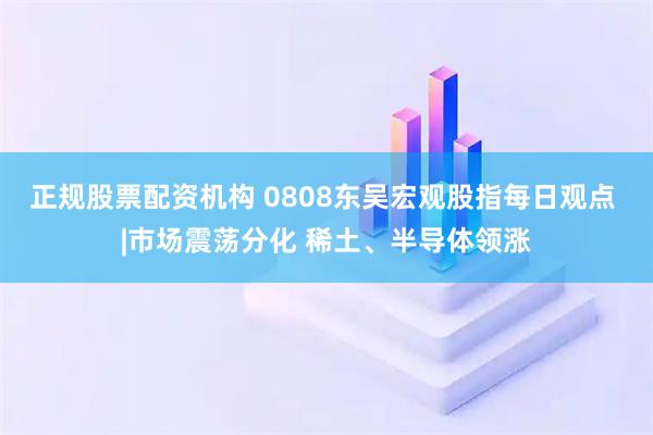 正规股票配资机构 0808东吴宏观股指每日观点 |市场震荡分化 稀土、半导体领涨
