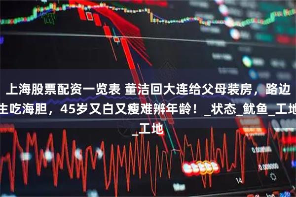 上海股票配资一览表 董洁回大连给父母装房，路边生吃海胆，45岁又白又瘦难辨年龄！_状态_鱿鱼_工地